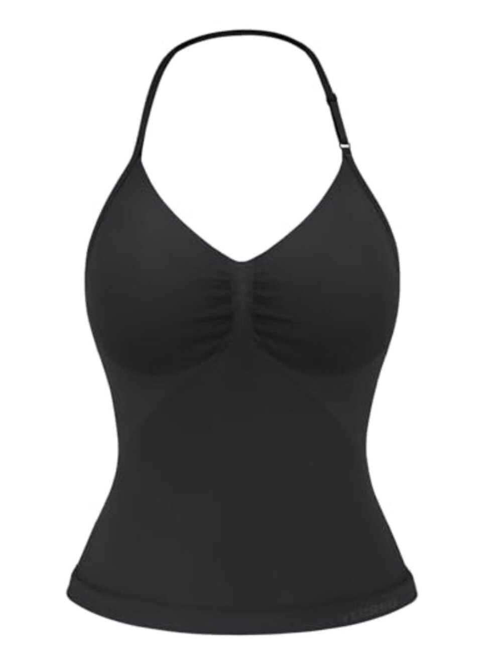 Women's High Stretch Nylon Halter Workout Tank Top with Built-in Bra